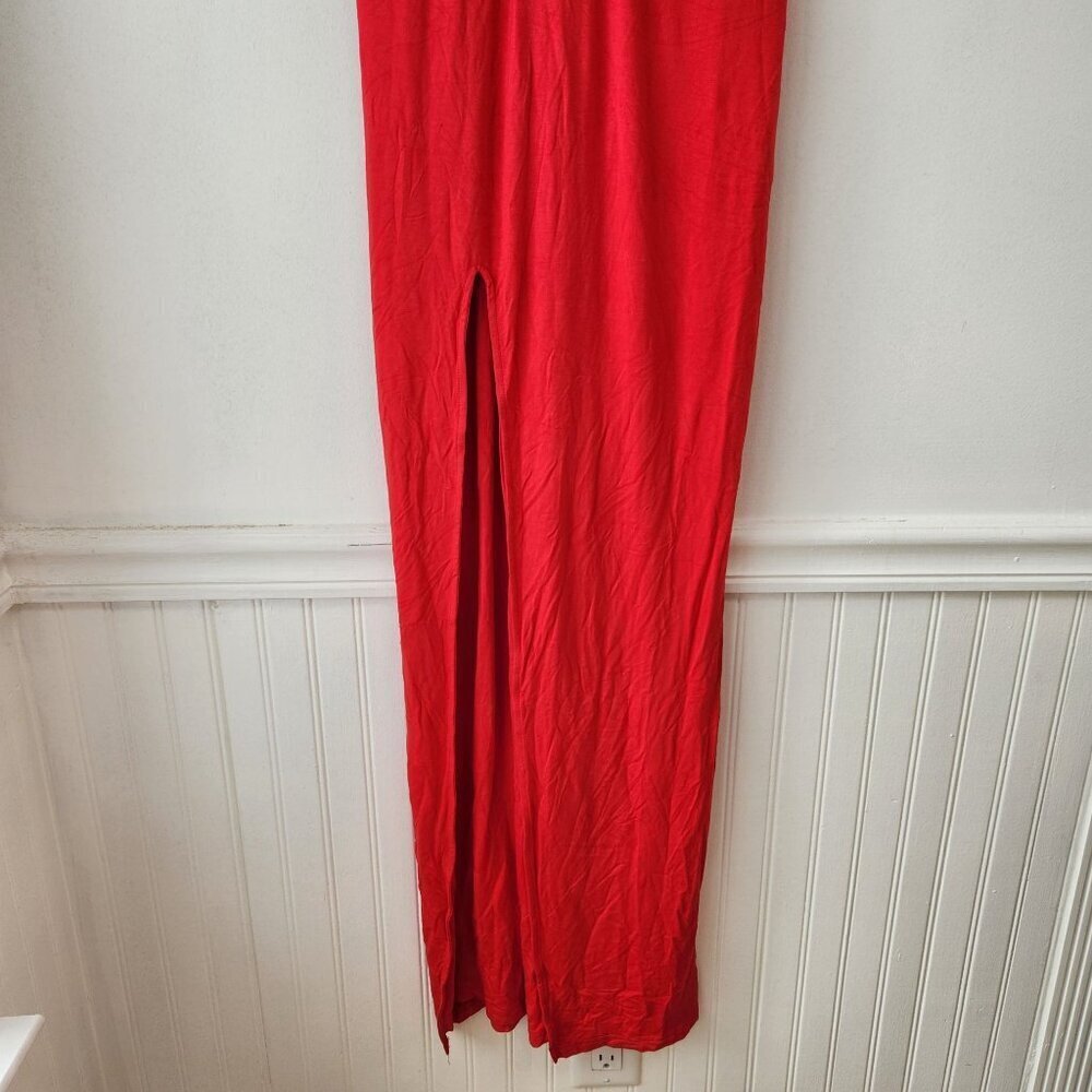 NWT Superdown Erika Deep V Stretch Jersey Red Maxi Dress Full Length L - Picture 6 of 12